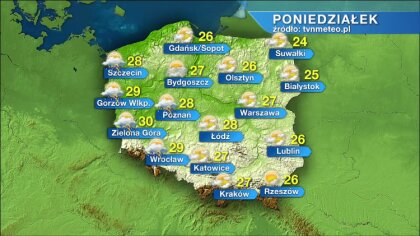 Ostrów Mazowiecka - Pogodnie, tylko na zachodzie kraju zachmurzenie kłębiaste um