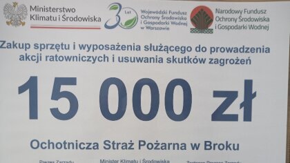 Ostrów Mazowiecka - Ochotnicza Straż Pożarna w Broku otrzymała wsparcie finansow