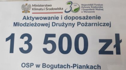 Ostrów Mazowiecka - Ochotnicza Straż Pożarna w Bogutach-Piankach otrzymała wspar