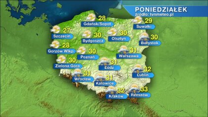 Ostrów Mazowiecka - Poniedziałek sprowadzi do nas kolejną porcję upału. Miejscam