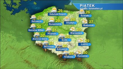 Ostrów Mazowiecka - Na piątek prognozuje się zmienne zachmurzenie. Na zachodzie,