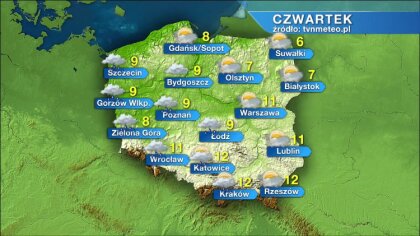 Ostrów Mazowiecka - Na wschodzie Polski pochmurno z przejaśnieniami. Od zachodu 