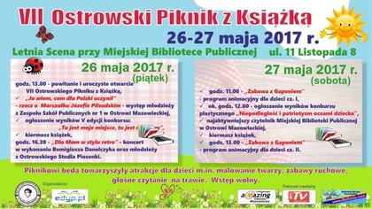 Ostrów Mazowiecka - VII Ostrowski Piknik z Książką odbędzie sie 26-27 maja 2017 