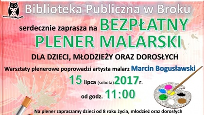 Ostrów Mazowiecka - Biblioteka Publiczna w Broku zaprasza na bezpłatny plener ma