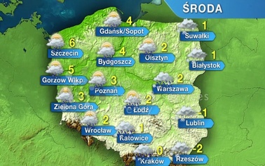 Ostrów Mazowiecka - Od środy więcej opadów - deszczu, deszczu ze śniegiem, a lok